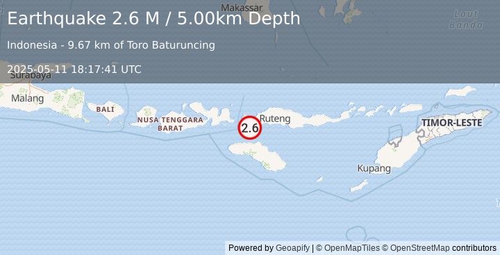 Earthquake Flores Region, Indonesia (2.6 M) (2025-05-11 18:17:41 UTC)