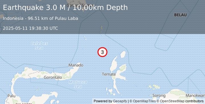 Earthquake Northern Molucca Sea (3.0 M) (2025-05-11 19:38:30 UTC)