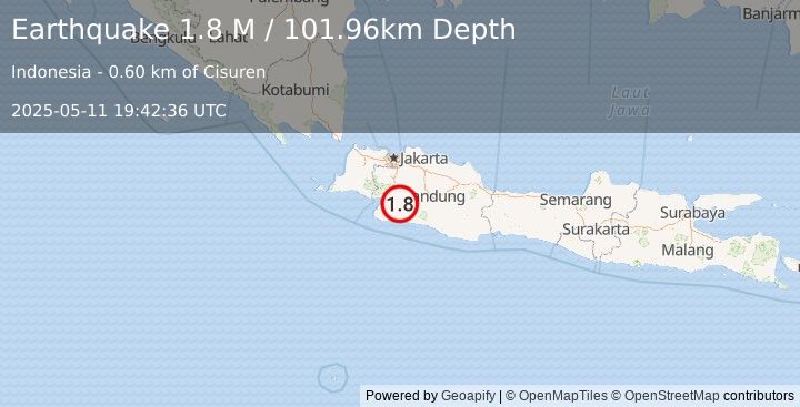 Earthquake Java, Indonesia (1.8 M) (2025-05-11 19:42:36 UTC)