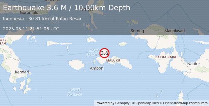 Earthquake Ceram Sea (3.7 M) (2025-05-11 21:51:04 UTC)