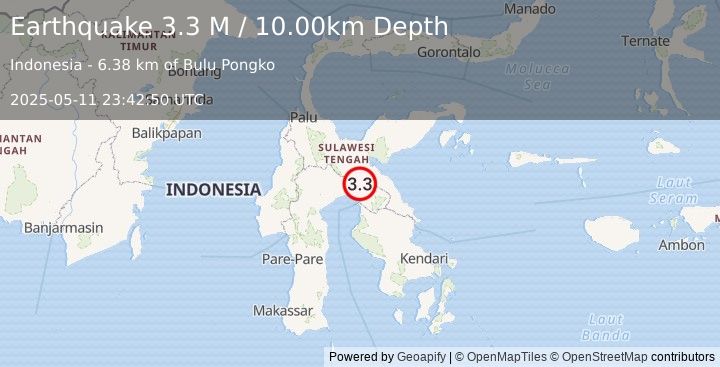 Earthquake Sulawesi, Indonesia (3.3 M) (2025-05-11 23:42:49 UTC)