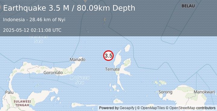 Earthquake Halmahera, Indonesia (3.5 M) (2025-05-12 02:11:08 UTC)