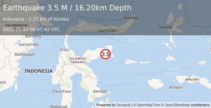 Earthquake Sulawesi, Indonesia (3.5 M) (2025-05-12 06:07:42 UTC)