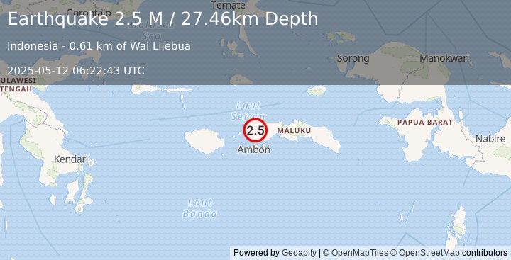 Earthquake Seram, Indonesia (2.5 M) (2025-05-12 06:22:43 UTC)
