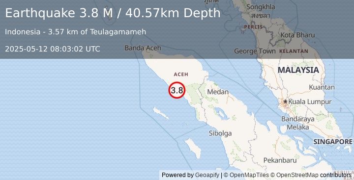 Earthquake Northern Sumatra, Indonesia (3.8 M) (2025-05-12 08:03:02 UTC)