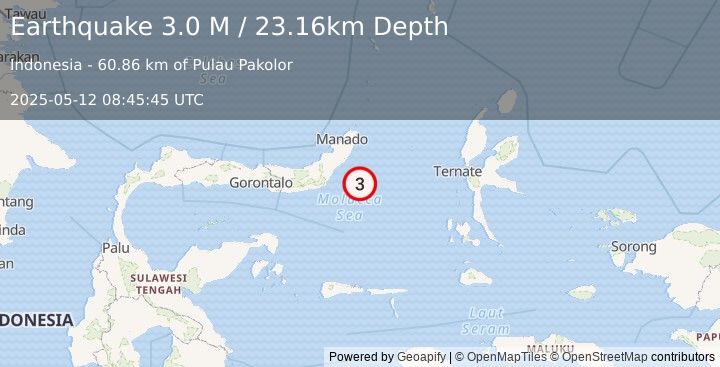 Earthquake Northern Molucca Sea (3.0 M) (2025-05-12 08:45:45 UTC)