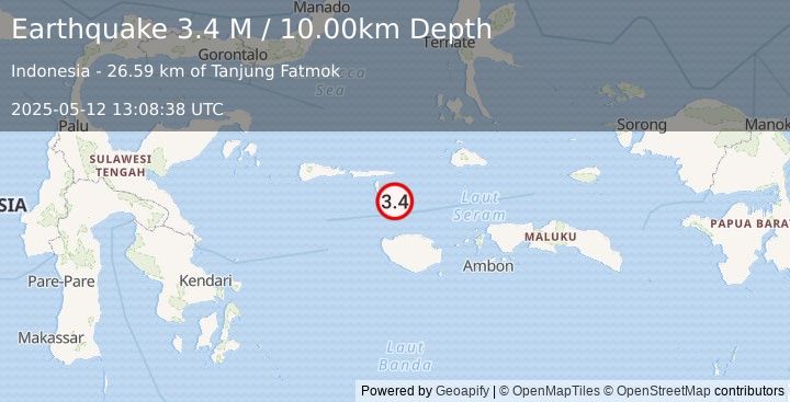 Earthquake Ceram Sea (3.4 M) (2025-05-12 13:08:38 UTC)