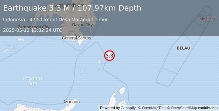 Earthquake Talaud Islands, Indonesia (3.3 M) (2025-05-12 13:32:24 UTC)