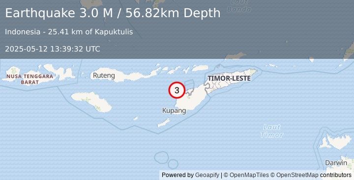 Earthquake Timor Region (3.2 M) (2025-05-12 13:39:33 UTC)