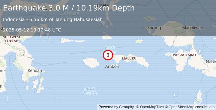 Earthquake Ceram Sea (3.0 M) (2025-05-12 19:12:48 UTC)