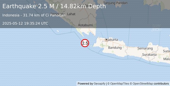 Earthquake Sunda Strait, Indonesia (2.5 M) (2025-05-12 19:35:24 UTC)