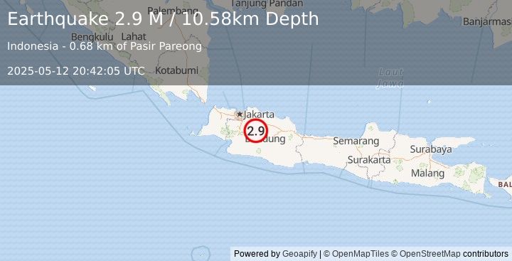 Earthquake Java, Indonesia (2.9 M) (2025-05-12 20:42:05 UTC)