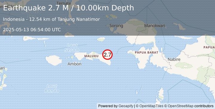 Earthquake Seram, Indonesia (2.7 M) (2025-05-13 06:54:00 UTC)
