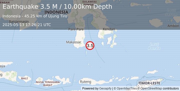 Earthquake Sulawesi, Indonesia (3.5 M) (2025-05-13 17:26:21 UTC)