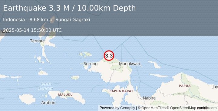Earthquake West Papua Region, Indonesia (3.3 M) (2025-05-14 15:50:00 UTC)
