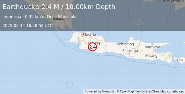 Earthquake Java, Indonesia (2.4 M) (2025-05-14 16:28:55 UTC)
