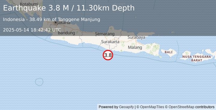 Earthquake Java, Indonesia (3.8 M) (2025-05-14 18:42:42 UTC)