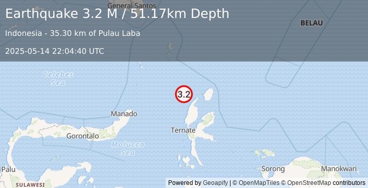 Earthquake Northern Molucca Sea (3.2 M) (2025-05-14 22:04:40 UTC)