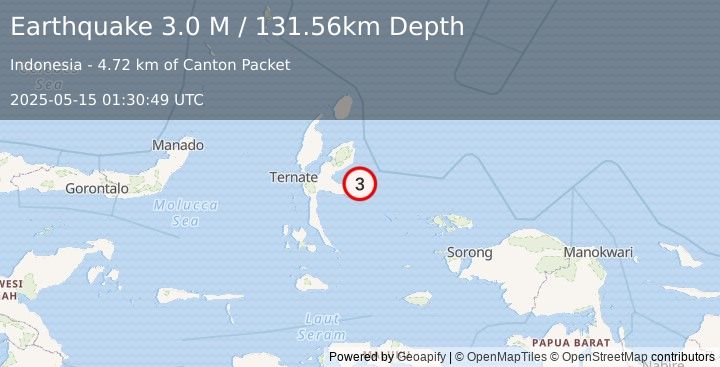 Earthquake Halmahera, Indonesia (3.0 M) (2025-05-15 01:30:49 UTC)