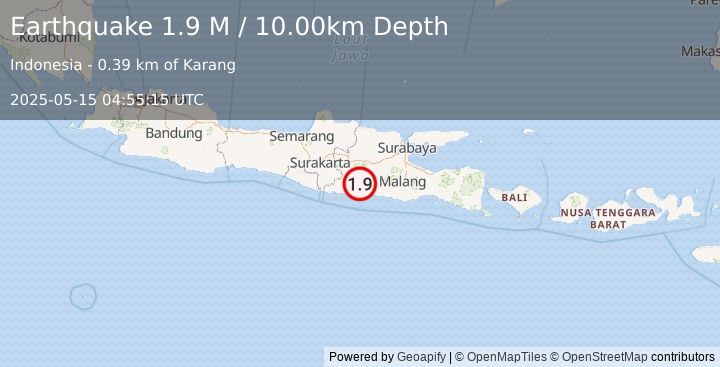 Earthquake Java, Indonesia (1.9 M) (2025-05-15 04:55:15 UTC)