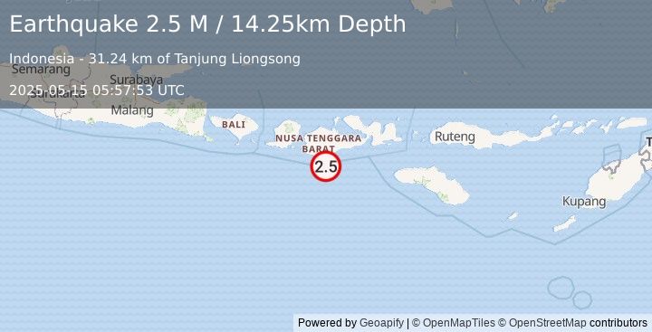 Earthquake Sumbawa Region, Indonesia (2.5 M) (2025-05-15 05:57:53 UTC)