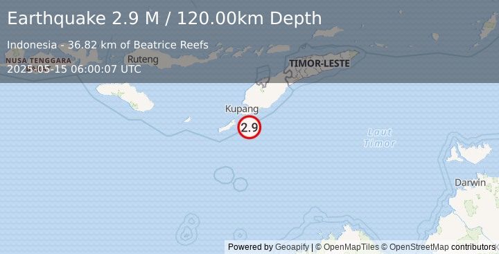 Earthquake Timor Region (2.9 M) (2025-05-15 06:00:07 UTC)