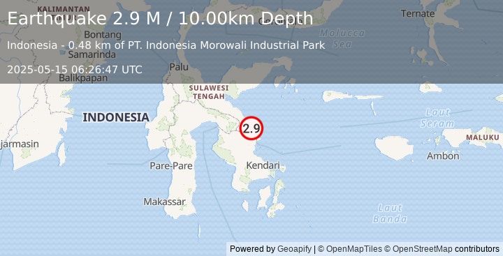 Earthquake Sulawesi, Indonesia (2.9 M) (2025-05-15 06:26:47 UTC)