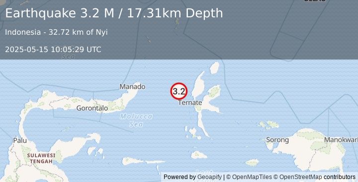Earthquake Northern Molucca Sea (3.2 M) (2025-05-15 10:05:29 UTC)