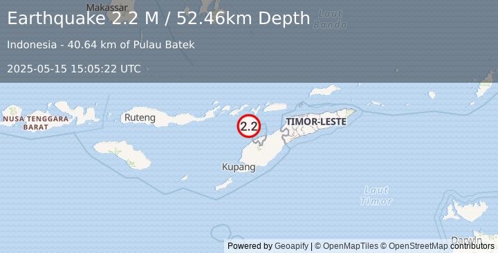 Earthquake Flores Region, Indonesia (2.2 M) (2025-05-15 15:05:22 UTC)