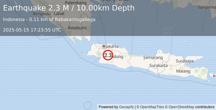 Earthquake Java, Indonesia (2.3 M) (2025-05-15 17:23:55 UTC)
