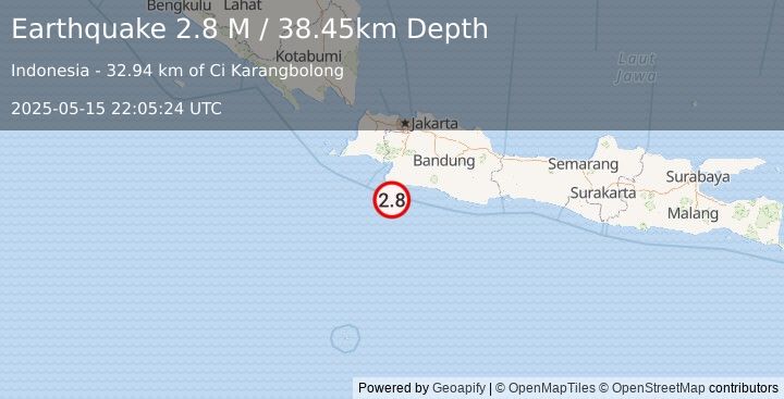 Earthquake Java, Indonesia (2.8 M) (2025-05-15 22:05:24 UTC)