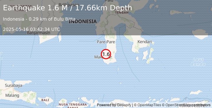 Earthquake Sulawesi, Indonesia (2.5 M) (2025-05-16 03:41:38 UTC)