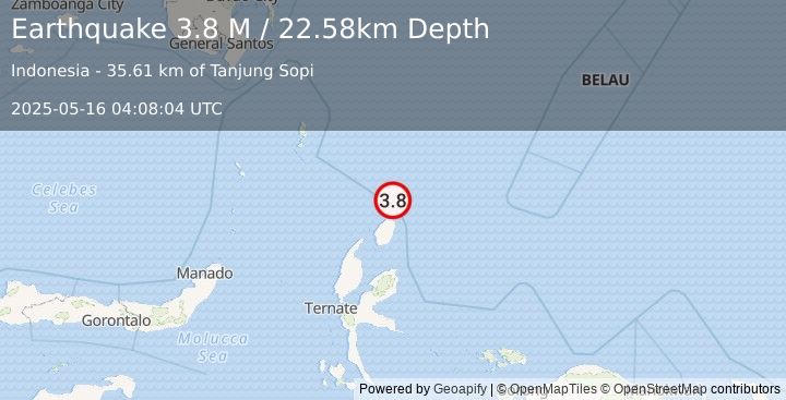 Earthquake Halmahera, Indonesia (3.8 M) (2025-05-16 04:08:04 UTC)