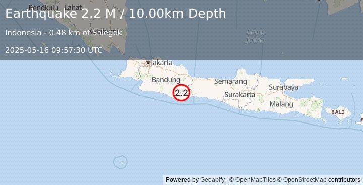 Earthquake Java, Indonesia (3.0 M) (2025-05-16 09:57:26 UTC)