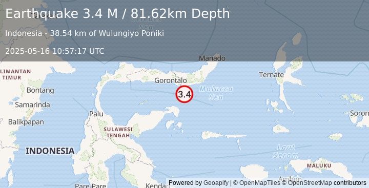 Earthquake Minahassa Peninsula, Sulawesi (3.4 M) (2025-05-16 10:57:17 UTC)