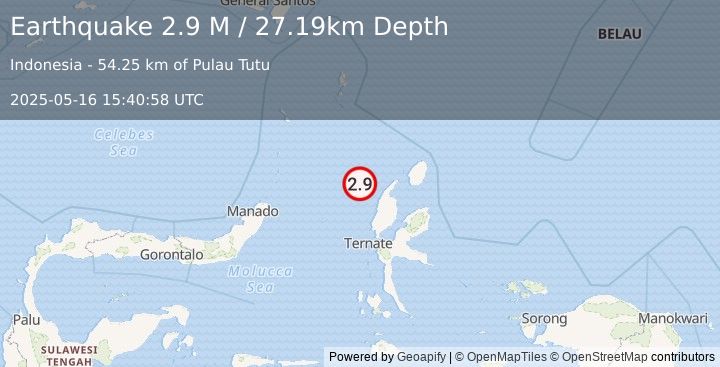 Earthquake Northern Molucca Sea (2.9 M) (2025-05-16 15:40:58 UTC)