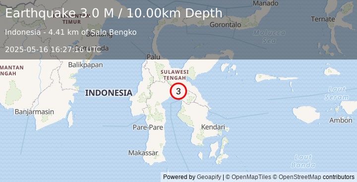 Earthquake Sulawesi, Indonesia (3.0 M) (2025-05-16 16:27:16 UTC)