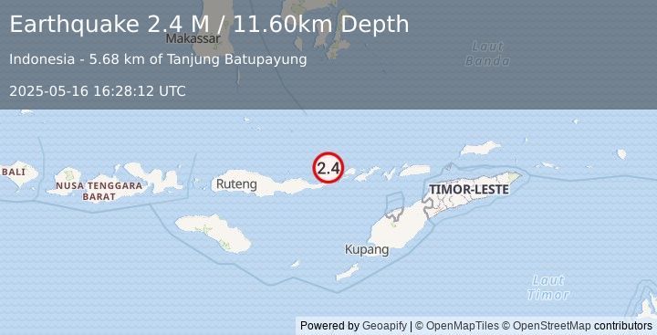 Earthquake Flores Region, Indonesia (2.4 M) (2025-05-16 16:28:12 UTC)