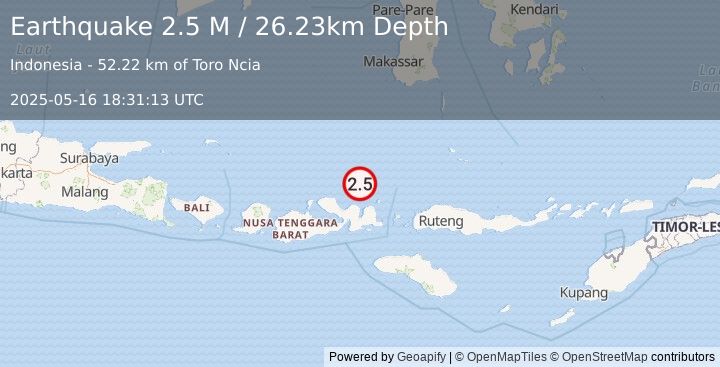 Earthquake Flores Sea (2.5 M) (2025-05-16 18:31:13 UTC)