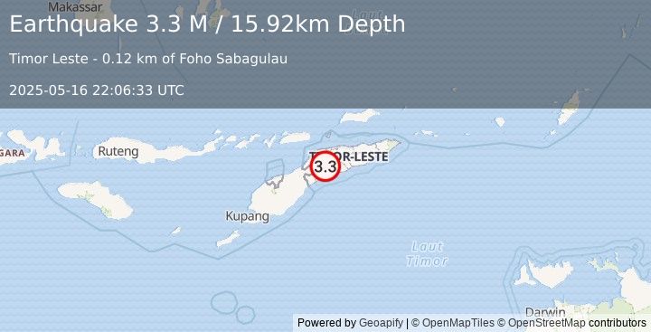 Earthquake Timor Region (3.3 M) (2025-05-16 22:06:33 UTC)