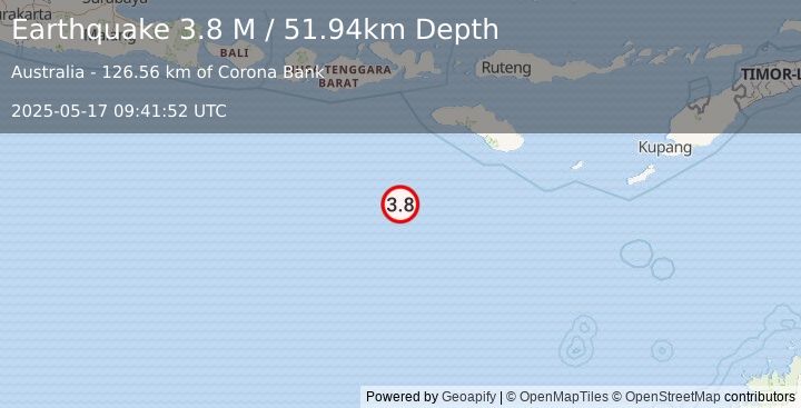 Earthquake South of Sumbawa, Indonesia (4.4 M) (2025-05-17 09:41:47 UTC)