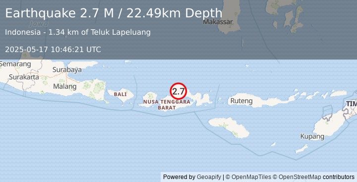 Earthquake Sumbawa Region, Indonesia (2.7 M) (2025-05-17 10:46:21 UTC)