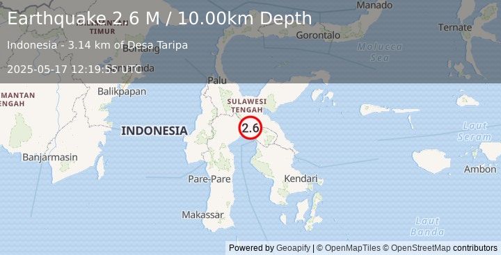 Earthquake Sulawesi, Indonesia (2.6 M) (2025-05-17 12:19:55 UTC)