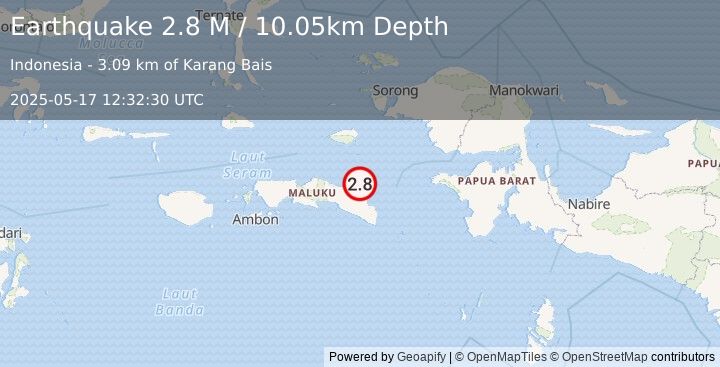 Earthquake Seram, Indonesia (2.8 M) (2025-05-17 12:32:30 UTC)