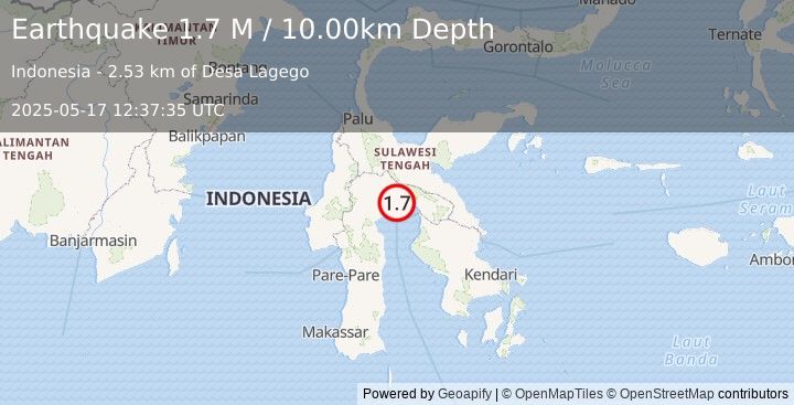 Earthquake Sulawesi, Indonesia (1.7 M) (2025-05-17 12:37:35 UTC)