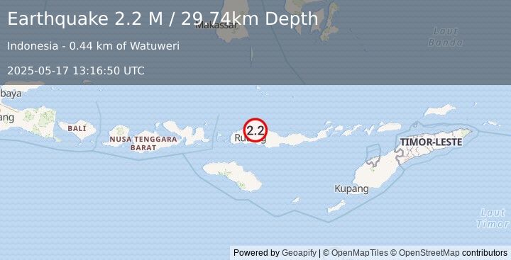 Earthquake Flores Region, Indonesia (2.2 M) (2025-05-17 13:16:50 UTC)