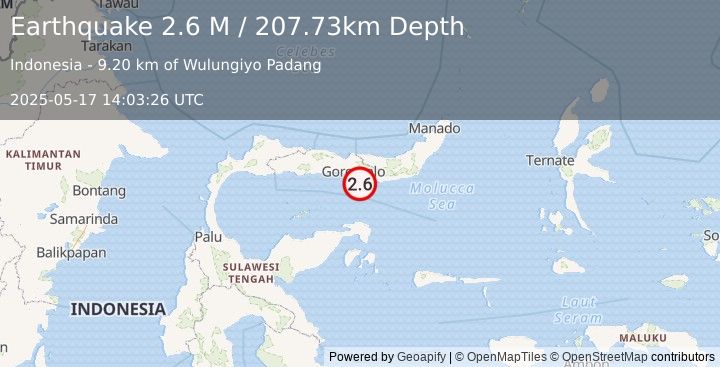 Earthquake Minahassa Peninsula, Sulawesi (3.7 M) (2025-05-17 14:03:24 UTC)