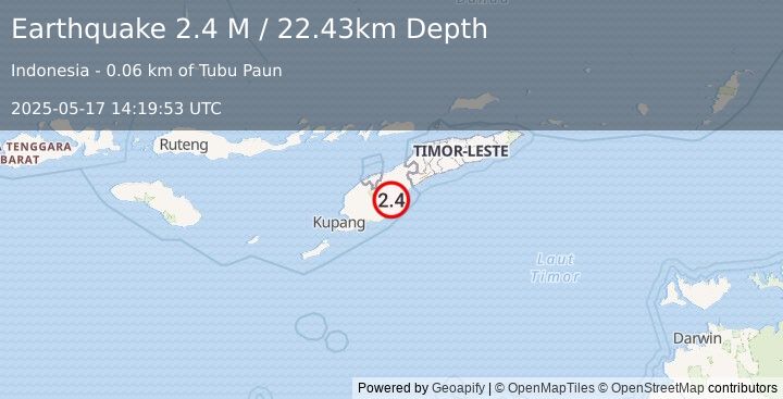 Earthquake Timor Region (2.4 M) (2025-05-17 14:19:53 UTC)