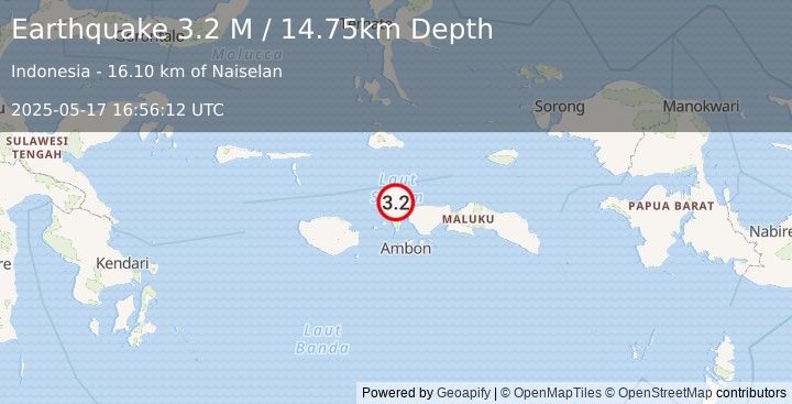 Earthquake Ceram Sea (3.2 M) (2025-05-17 16:56:12 UTC)