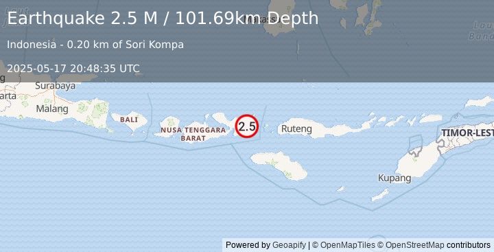 Earthquake Sumbawa Region, Indonesia (2.5 M) (2025-05-17 20:48:35 UTC)